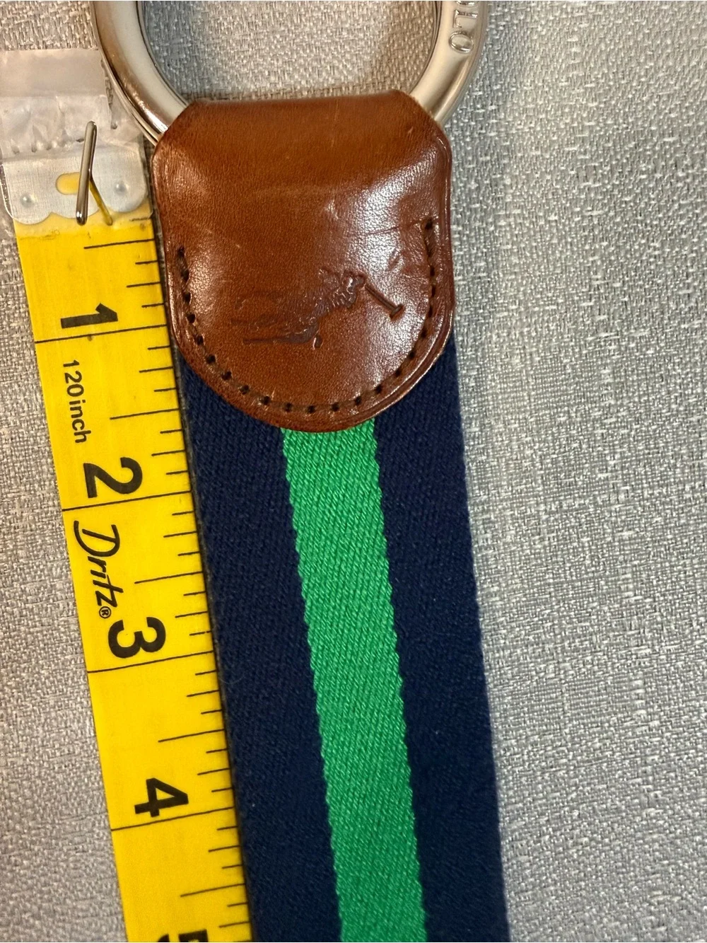 Polo by Ralph Lauren Navy and Green Striped Webbing Belt